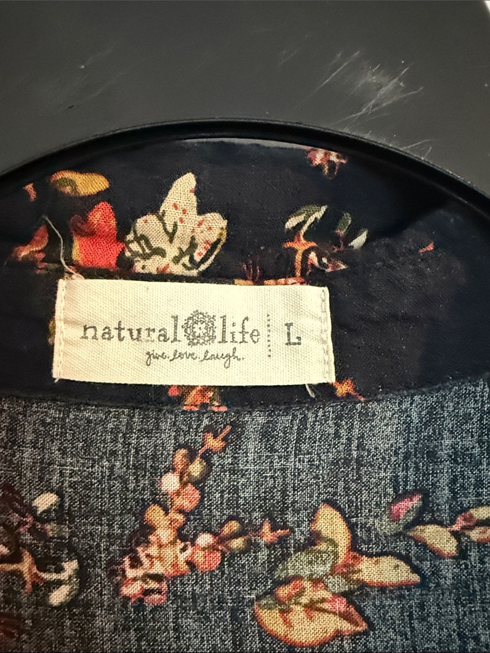 Natural Life Black Floral Tiered Midi Dress - L - Picture 2 of 5